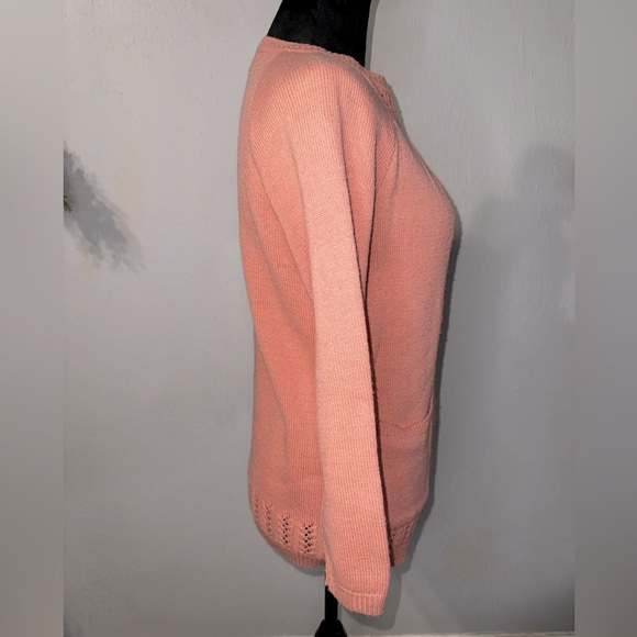 Vintage British Vogue Blush Pink Knit Button Down Sweater (read dimensions) - Picture 3 of 5